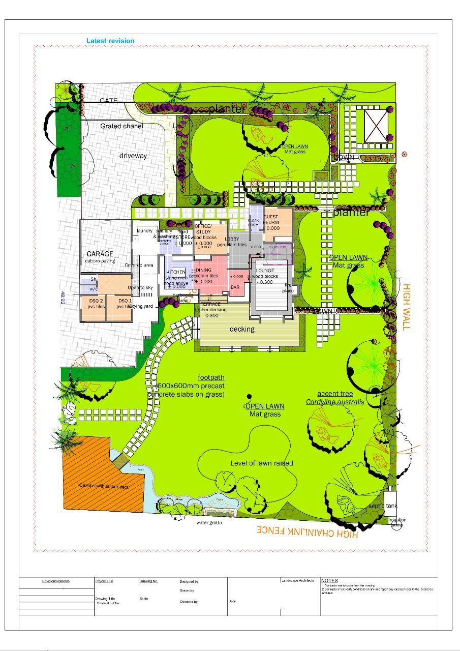 Colour landscape design layout plan for a residential compound