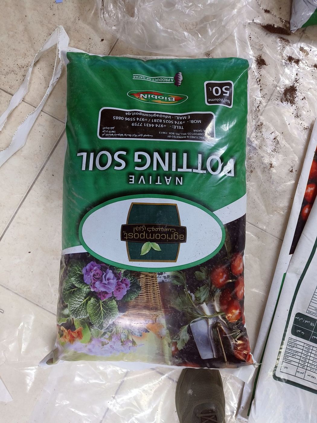 Bag of potting soil